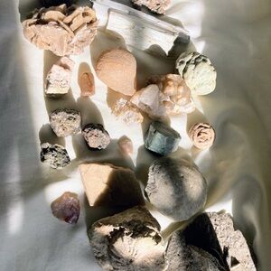 Lot Of 20 Rough Stones, Desert Rose, Quarts Clusters, Selenite, Ammonite, 3 Lbs